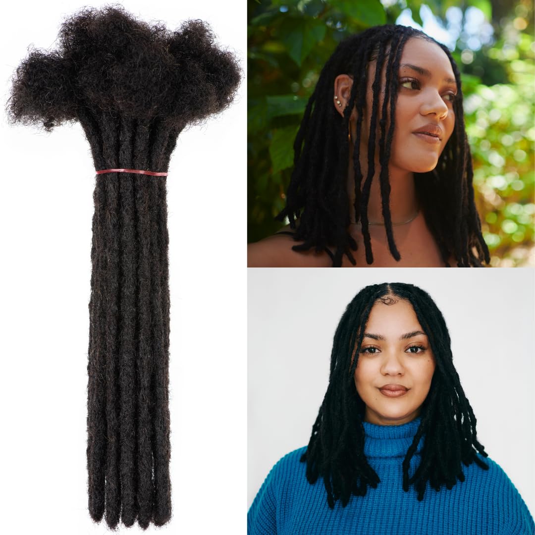 LinkMai 0.2-0.8cm Locs 8-18 I nch 20 Strands 100% Real Human Hair Dreadlock Extensions for Man/Women Permanent Loc Extensions Bundles Can Be Dyed