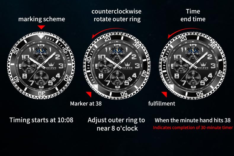 Image of OLEVS Watches for Men Stainless Steel Dress Men Watch with Date Big Face Chronograph Waterproof Luxury Fashion Watch Blue /Black /Gold /Green /Silver Face Relojes para Hombres