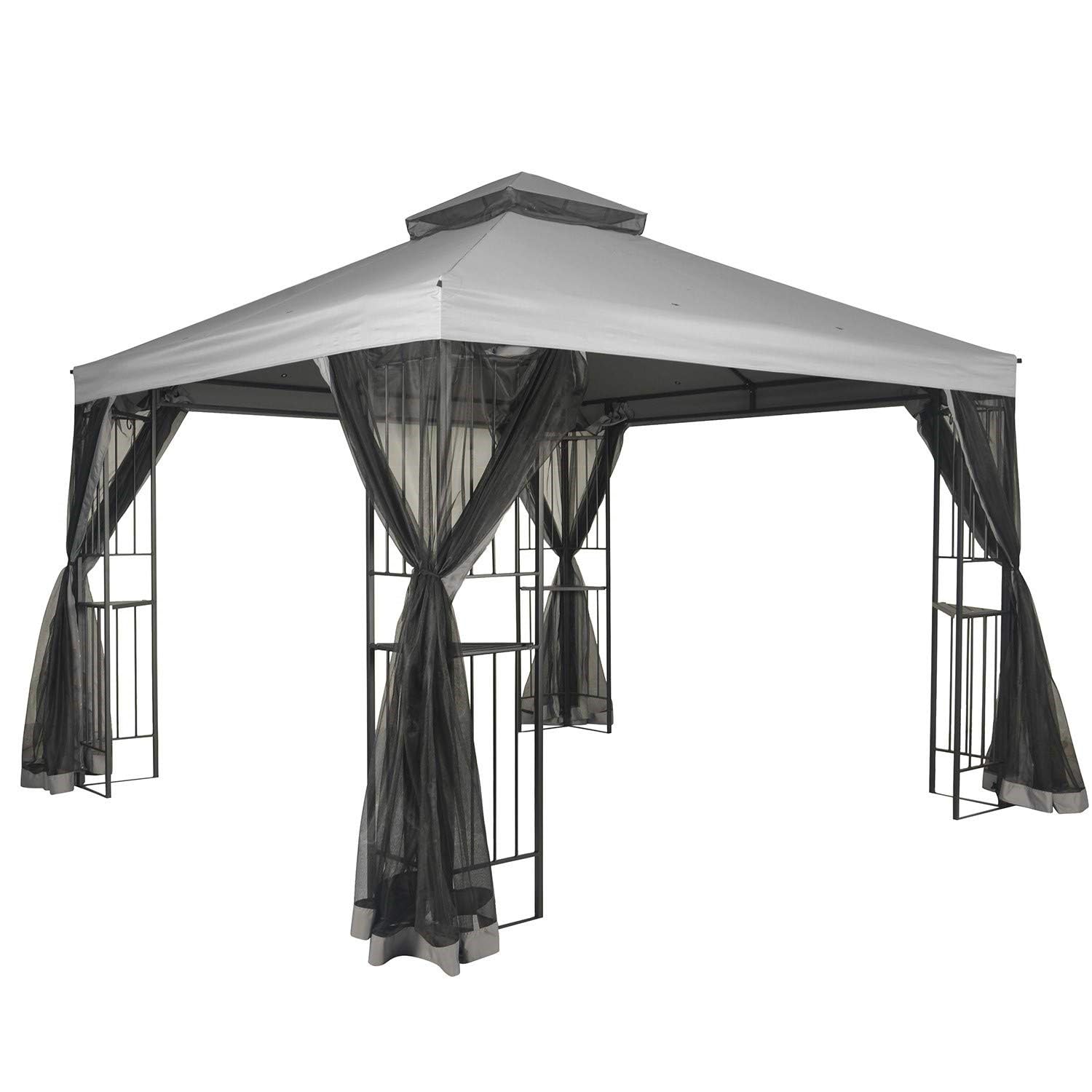 Garden Winds Custom Fit Replacement Canopy Top Cover Compatible with The Mainstays 2020 Easy Assembly Gazebo – Classic Stone Slate Gray, Riplock 350