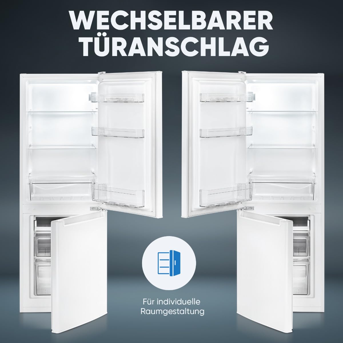 Bomann, KG7359 Réfrigérateur et Congélateur 173L Blanc - 121L Réfrigérateur, 52L Congélateur 4 Étoiles, Éclairage LED, Alarme d'Ouverture, Bac à Légumes, 3 Étagères en Verre, Économie d'Énergie