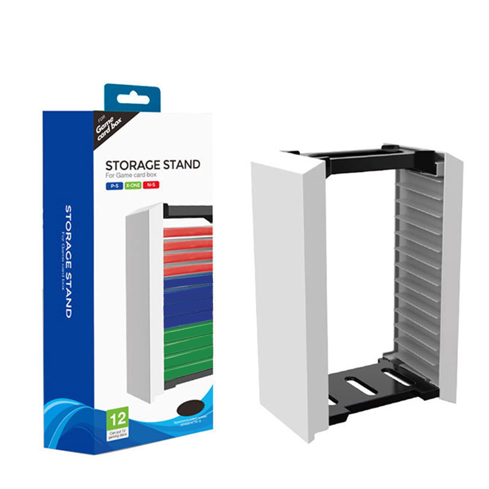 Wallfire Tour de Stockage de Jeu pour PS3, PS4, PS5, Xbox, Switch Games, Universal Game Card Box Storage Rack Tour de Stockage de Jeu vidéo Peut contenir 12 disques de Jeu