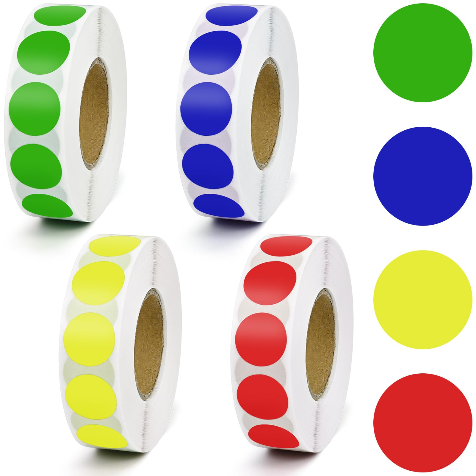 NISENTIA 4000Pcs Coloured Dot Stickers, 13mm Dot Stickers Assorted Colours, Sticker Dots Sticky Labels Self Adhesive for Coding Office School DIY Crafts Envelope and Calendar Organising 4 Rolls