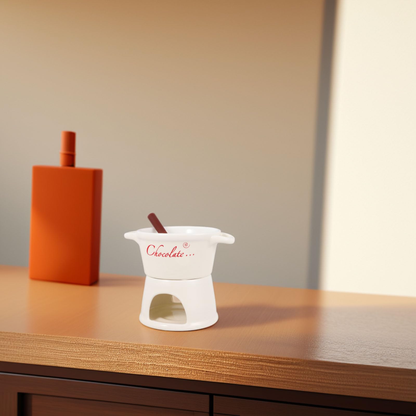 MAGICLULU Juego de Fondue Eléctrico de Cerámica Blanco para Derretir Chocolate y Queso, Función Fácil de Usar Adecuado para Reuniones Familiares