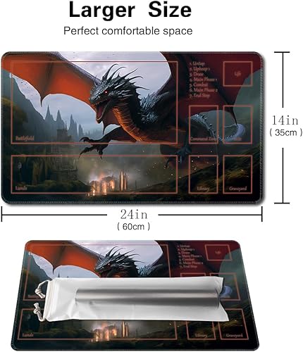 Miniatura 8 de MTG - Tapete de juego tamaño 24 x 14 pulgadas, bolsas de almacenamiento antideslizantes, ideal para entusiastas de los juegos de cartas, alfombrilla