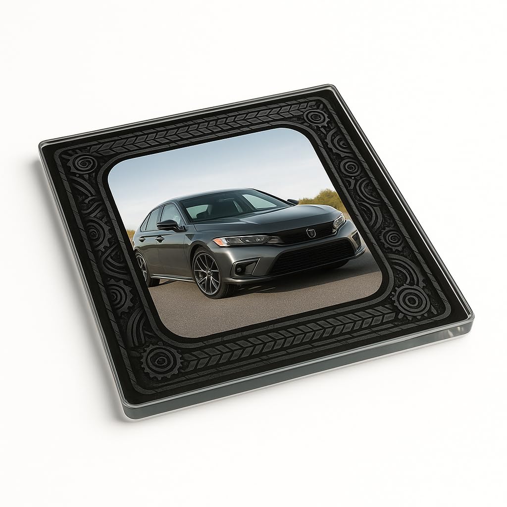 The Plum Penguin Car Acrylic Coaster Gift With Custom Photo Design - Torque Frame Automotive Enthusiast Decor For Lovers' Homes