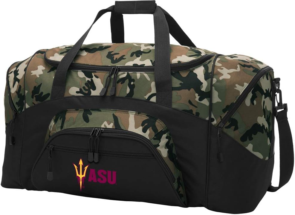 Large ASU Sun Devils Duffel Bag CAMO Arizona State Suitcase Duffle Luggage
