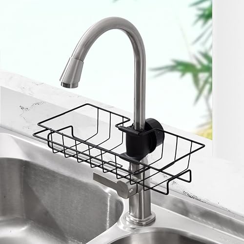 Soporte de esponja para fregadero de cocina, estante de drenaje de grifo desmontable de acero inoxidable para organizador de fregadero de cocina y