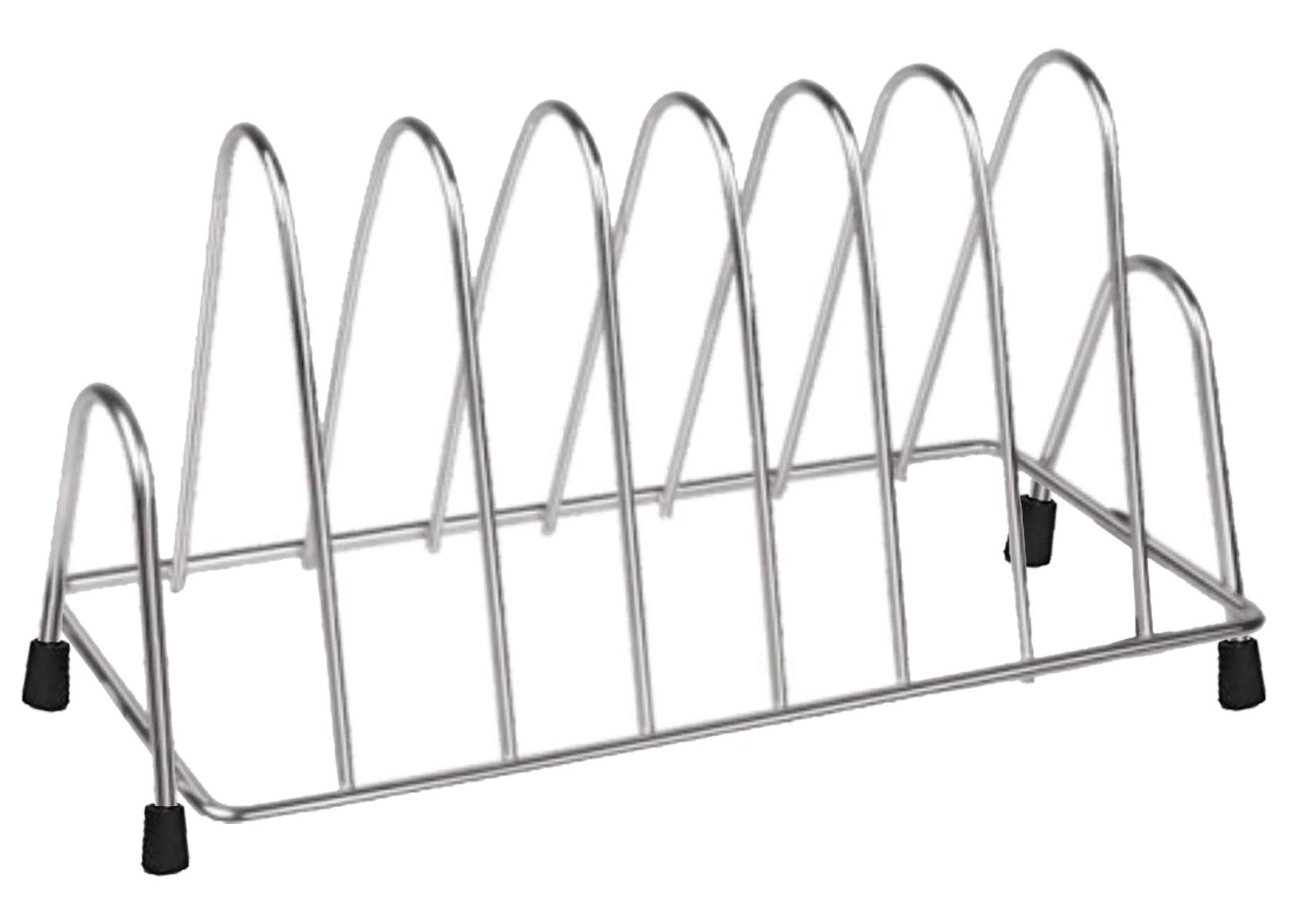 Kuber Industries Stainless Steel Plate Rack/Dish Rack/Plate Stand/Dish Stand/Lid Holder Utensil Rack for Kitchen-6 Sections with Anti-Rust Nano Coating(Silver)-KUBMARTK10581_Standard