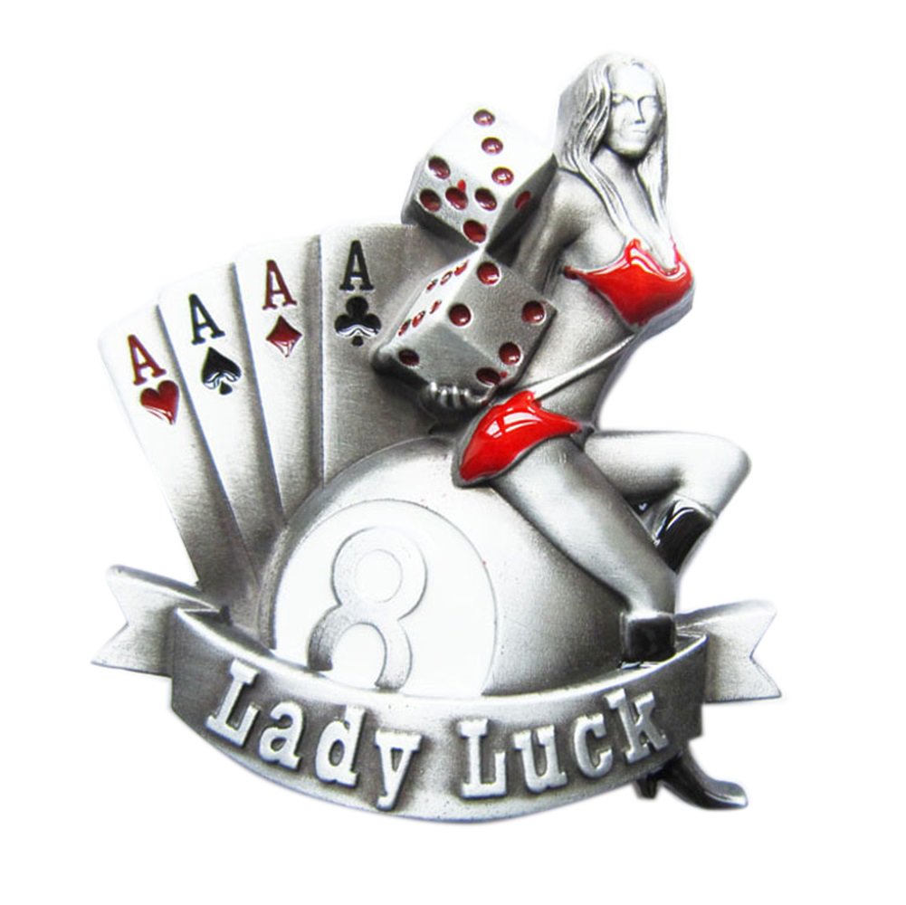 Vintage Lady Luck Casino Gamble Dice Enamel Belt Buckle-image-12