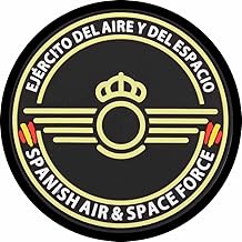 Spain Air Army Round Patch 7.5 cm Diameter, Polyester, Sublimated Design, Black Thread Embroidery Edge, with Back Hook Fabric