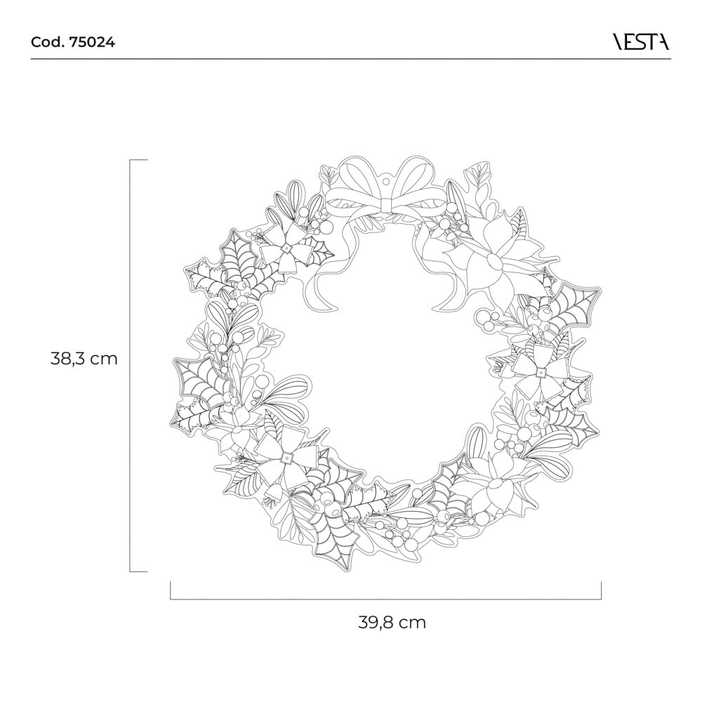 VESTA Guirnalda navideña Happy Welcome – Rojo – 40 x 38 cm – Cristal acrílico – Idea regalo – Made in Italy