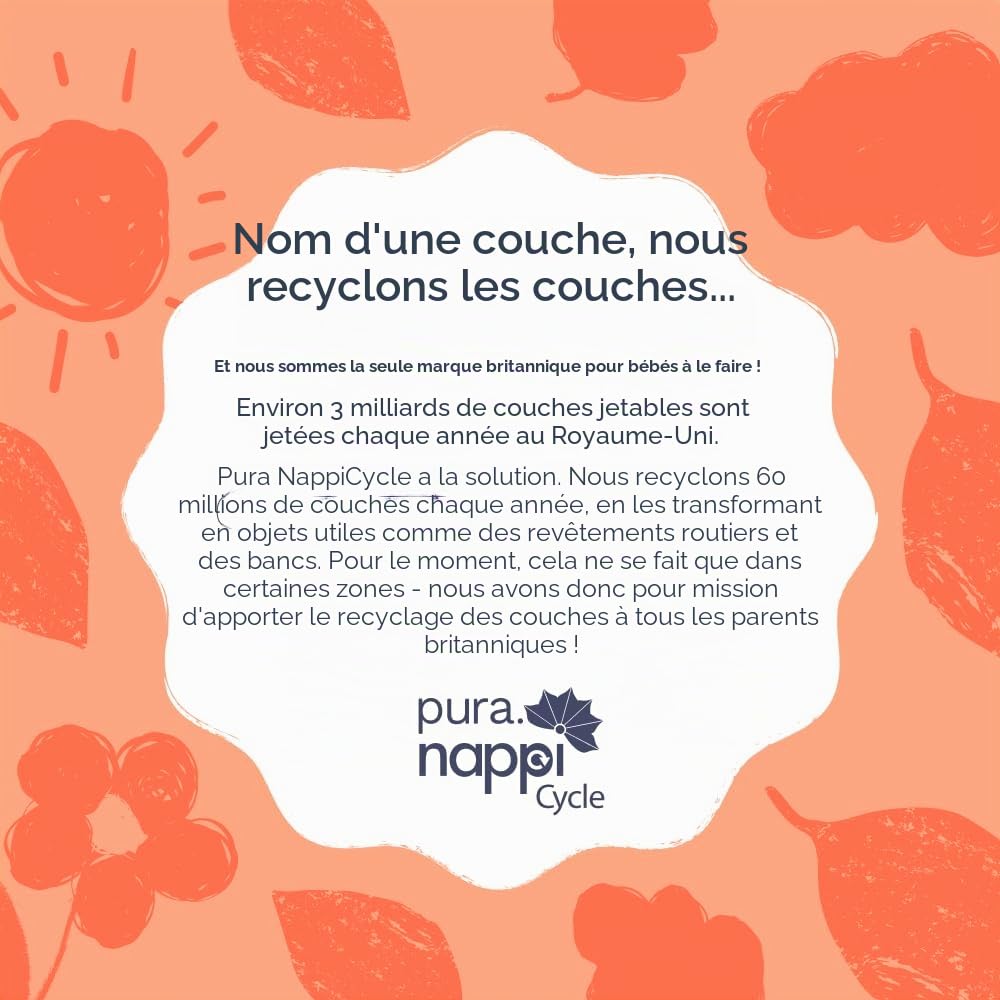 Pura Couches Écologiques Taille 5 (11-16kg) - Pack Mensuel de 132 Ultra Douces pour Peau Sensible - Coton Bio, 12 Heures de Protection