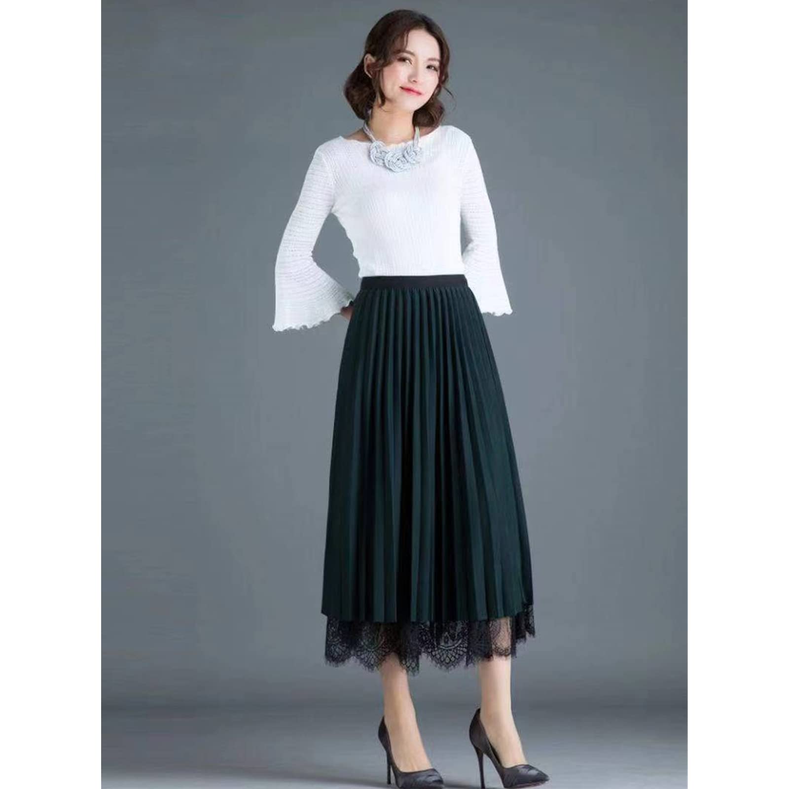 Falda larga de gasa para mujer, falda de verano elegante, suelta, midi de cintura alta, faldas florales para mujer