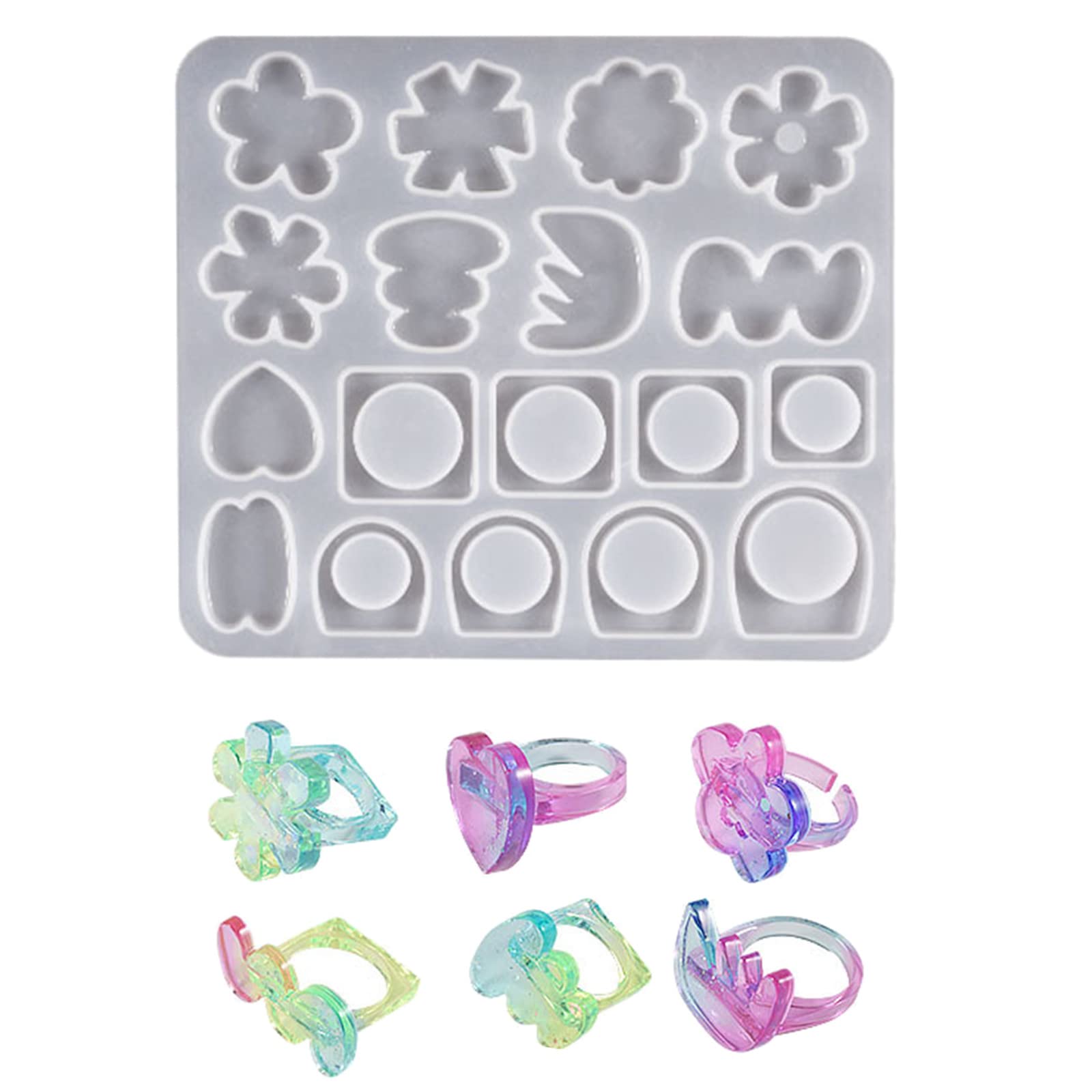 NALUDUO Irregular Flower Ring Silicone Molds Epoxy Resin Castin Molds for DIY Craft Projects, Rings Jewelry Making Nonstick