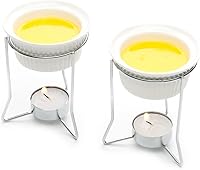 Nantucket Seafood Ceramic Butter Warmers, Set of 2 (2oz) - Nautical Tealight Holders for Lobster, Crab & Seafood