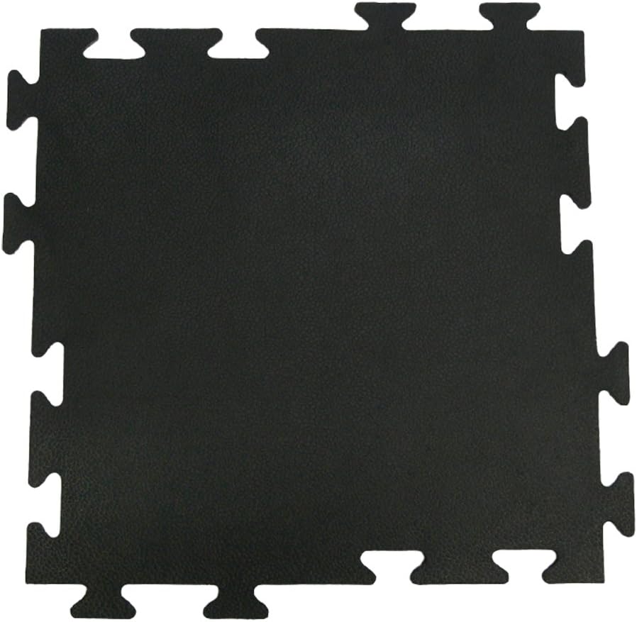 Rubber-Cal Armor-Lock (Fitness) Interlocking Rubber Tiles - 3/8 x 20 x 20 inch - Pack of 16 solid rubber tiles, 44 Square Feet Coverage - Black Rubber Mats