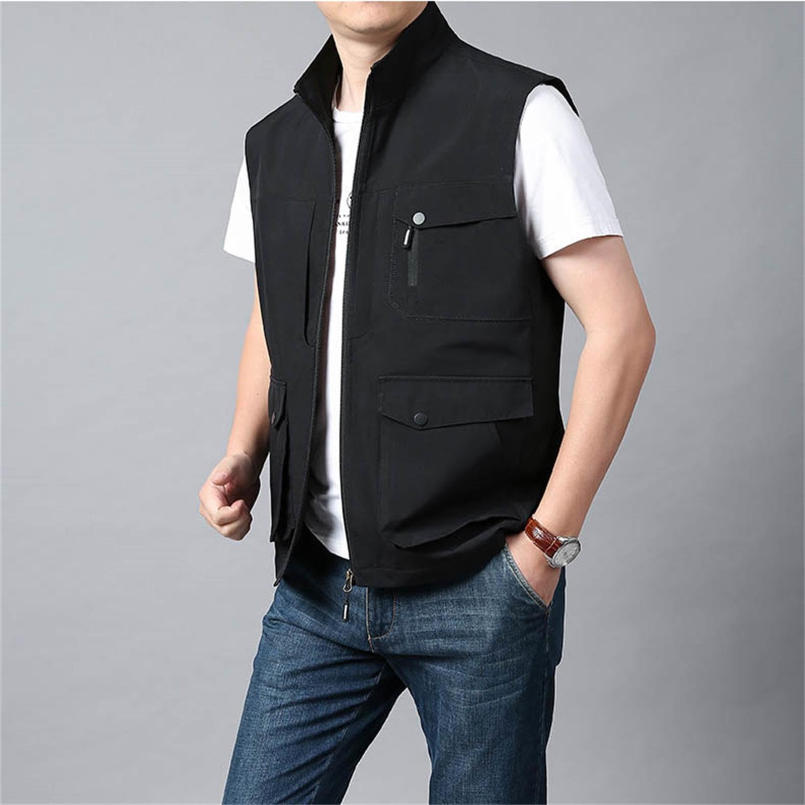 Veste de survêtement homme gilet camping sans manches poches pratiques extérieur coton chasse randonnée pêcheur