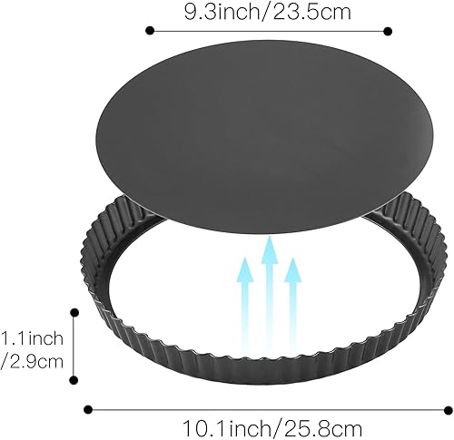 Miniatura 3 de MEICHU Sartenes para tartas de 9 pulgadas con parte inferior extraíble antiadherentes estriados para hornear pizza, mousse de frutas, postre de