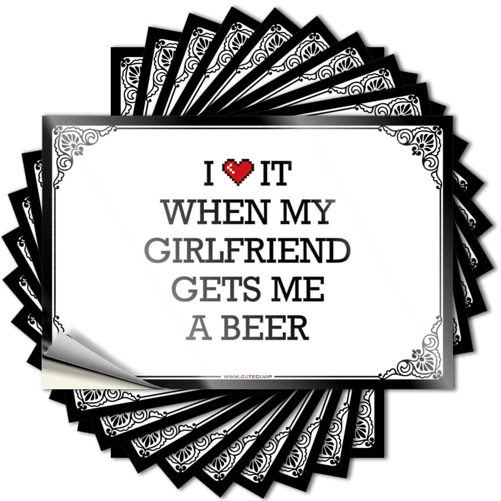 Fzfn Colour Fall Cover Funny Sticker - I Love It When My Girlfriend Gets Me A Beer Aesthetic Durable Sticker Easy Apply For Adult Decor(8X12cm)
