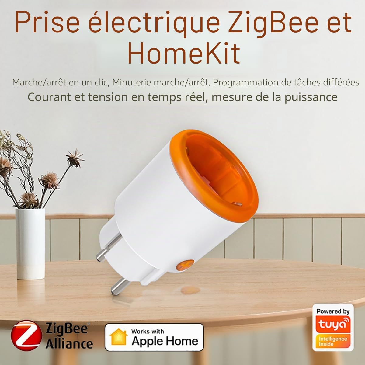 Smart Power Plugs - Zigbee Smart Plug with Metering and Timer Function, Tuya App Control, Push Notification, Zigbee Hub Required, 16A Socket, Work with Alexa, Google Home (4PCS)