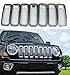 Bolaxin Chrome Silver Front Mesh Grille Grill Mesh Grille Insert Kit for 2011-2017 Jeep Patriot - 7 PCS