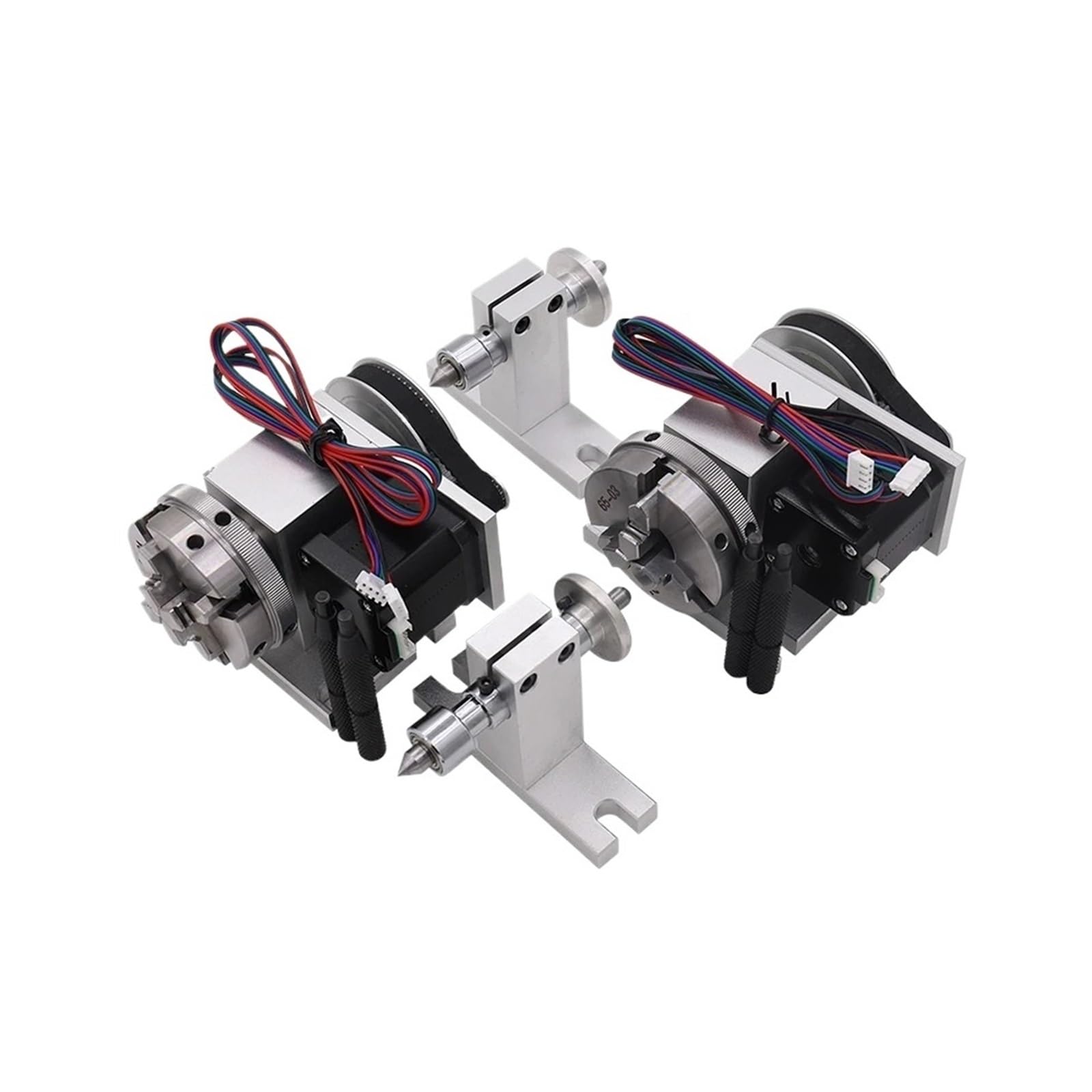 KACOME Machine Tailstock CNC 4th Rotary axis and Tailstock 3-jaw Chuck 65mm 50mm CNC 4th Rotary axis Table 2-Phase 42 Stepper Motor(50mm 3 Claws)
