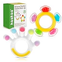 Vista 1 de Haakaa Silicone Teether Combo - Baby Freezer Teething Toy - Soft Cold Teether - Soothe Teething Pain & Itching Gums - Perfect Size - Palm & Ferris