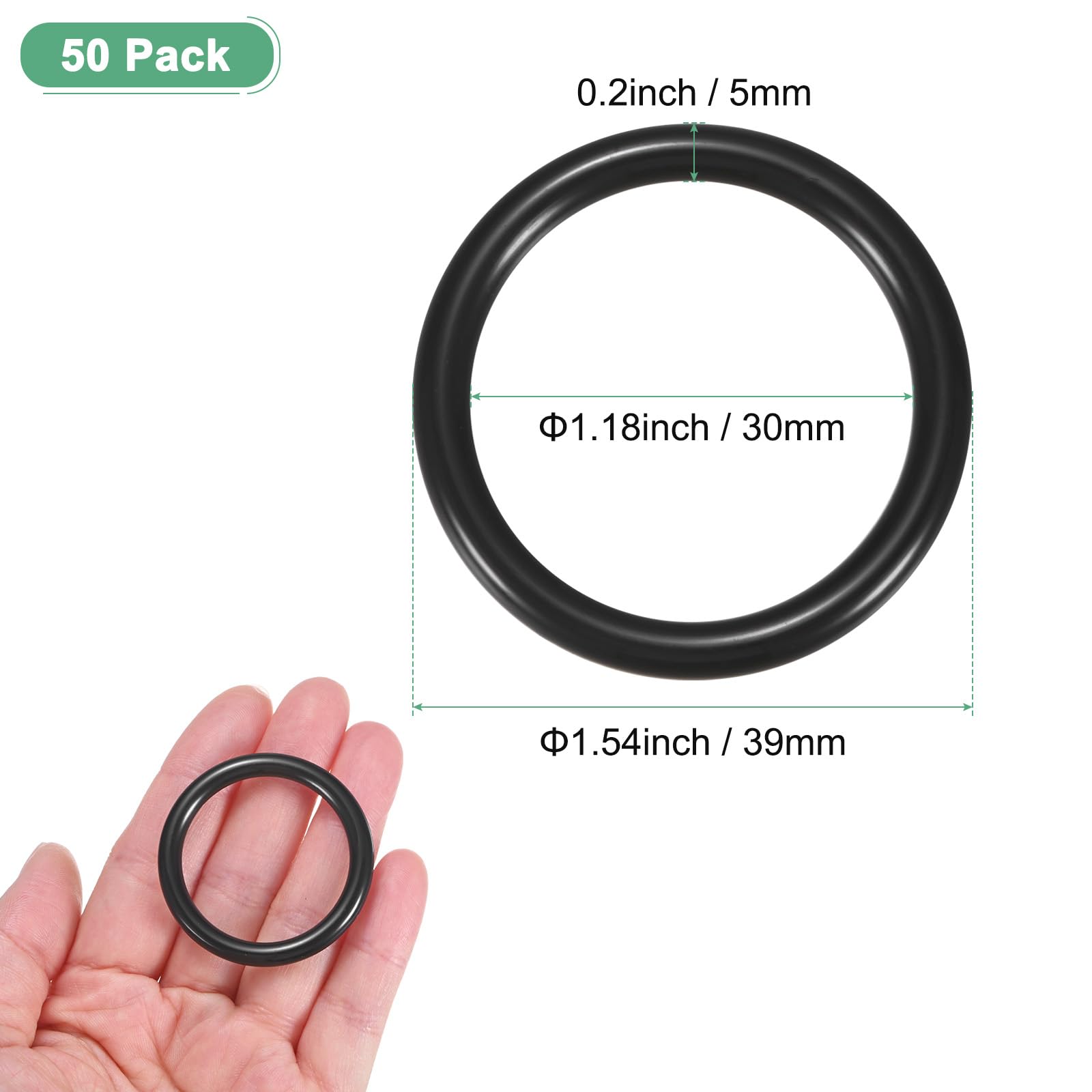 M METERXITY 50-Pack Dream Catcher Rings,1.5 Inch Plastic Macrame Wreath Floral Round Rings Plastic O Rings Hoop for DIY Wedding Wreath/Wall Hanging/Christmas/Camping Black 0.2 Inch - Image 3