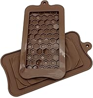 Vista 5 de Goldbaking Molde de barra de chocolate de 4 piezas de silicona para hacer barras de proteínas antiadherentes, forma de panal de rosa, caramelo