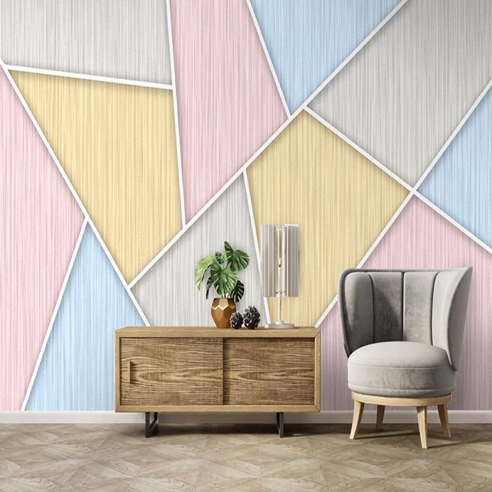 Carta Da Parati,Moderno Triangolo Colorato Motivo Geometrico Cucitura Semplice Grande Carta Da Parati Autoadesiva Buccia E Bastone Carta Di Contatto Staccabile Vinile Murale Adatto Per Soggiorno Cam
