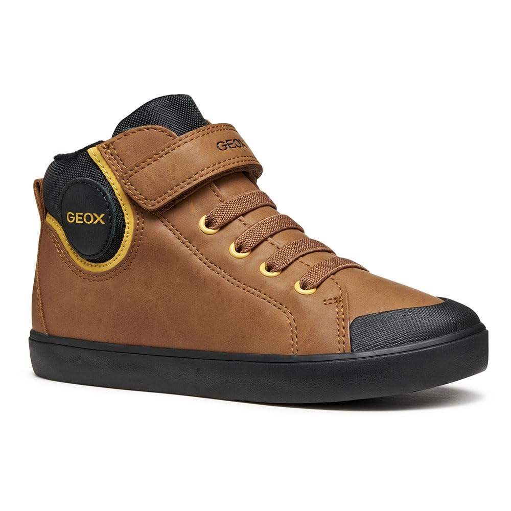 Geox Boys J Gisli Boy Sneaker, Brown Black, 12.5 UK