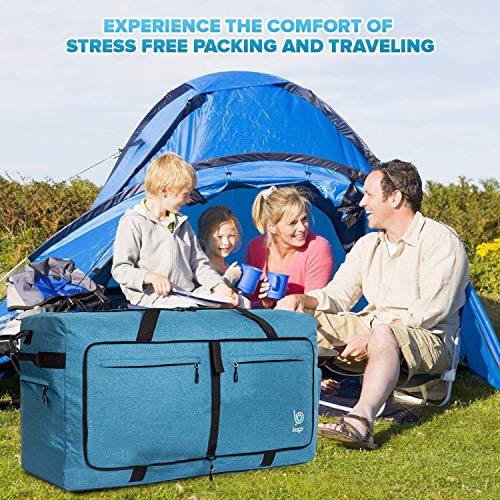 Wheeled Duffle Bag Luggage - 100L Large Rolling Duffel Bag 30 inch Folding Duffle Bag For Travel - Packable Duffle Bag With Rollers (Snow Blue)