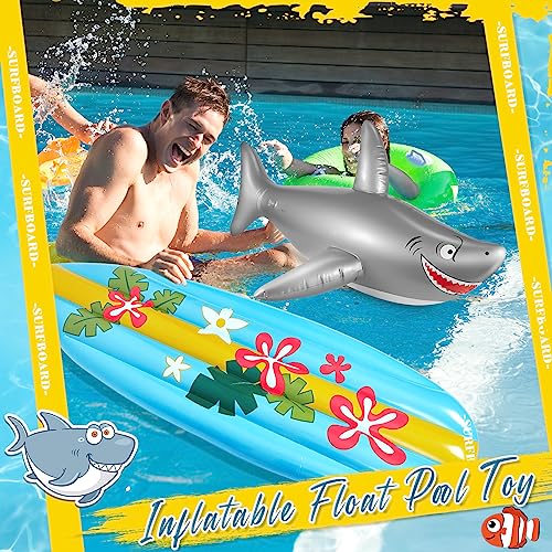 Cunhill 3 Pcs Inflatable Surf Board and Shark Luau Decoration Include 2 Pcs 38.9 in Shark Pool Toy and 60 in Inflatable Surfboard Decor Party Decorations for Adults Boys Girls Surf Beach Party by Cunhill - Image 5