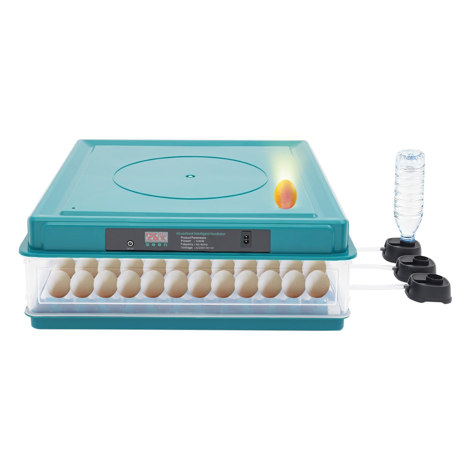 Incubadora totalmente automática para 130 huevos, giro automático y control de temperatura, incubadora de huevos para pollos, patos, codornices, incubadora de pollos ideal para el hogar y