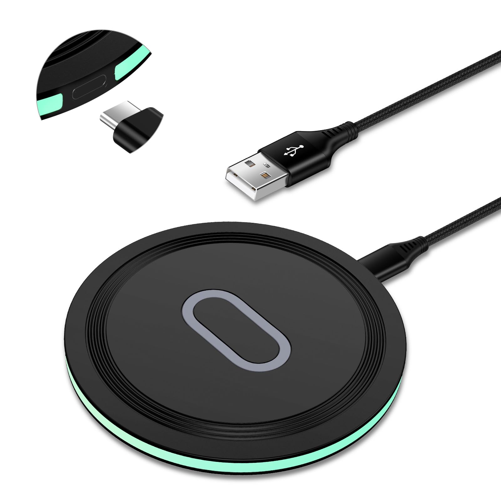 Photo 1 of 15W Wireless Charger Fast Charging Pad for Samsung Galaxy S26 S25 FE Edge Plus Ultra S25+ S24 S23 Ultra Z Flip/Fold 7 6, Wireless Charger Station for Google Pixel 10 9 8a, iPhone 17 16 15 Pro, Black