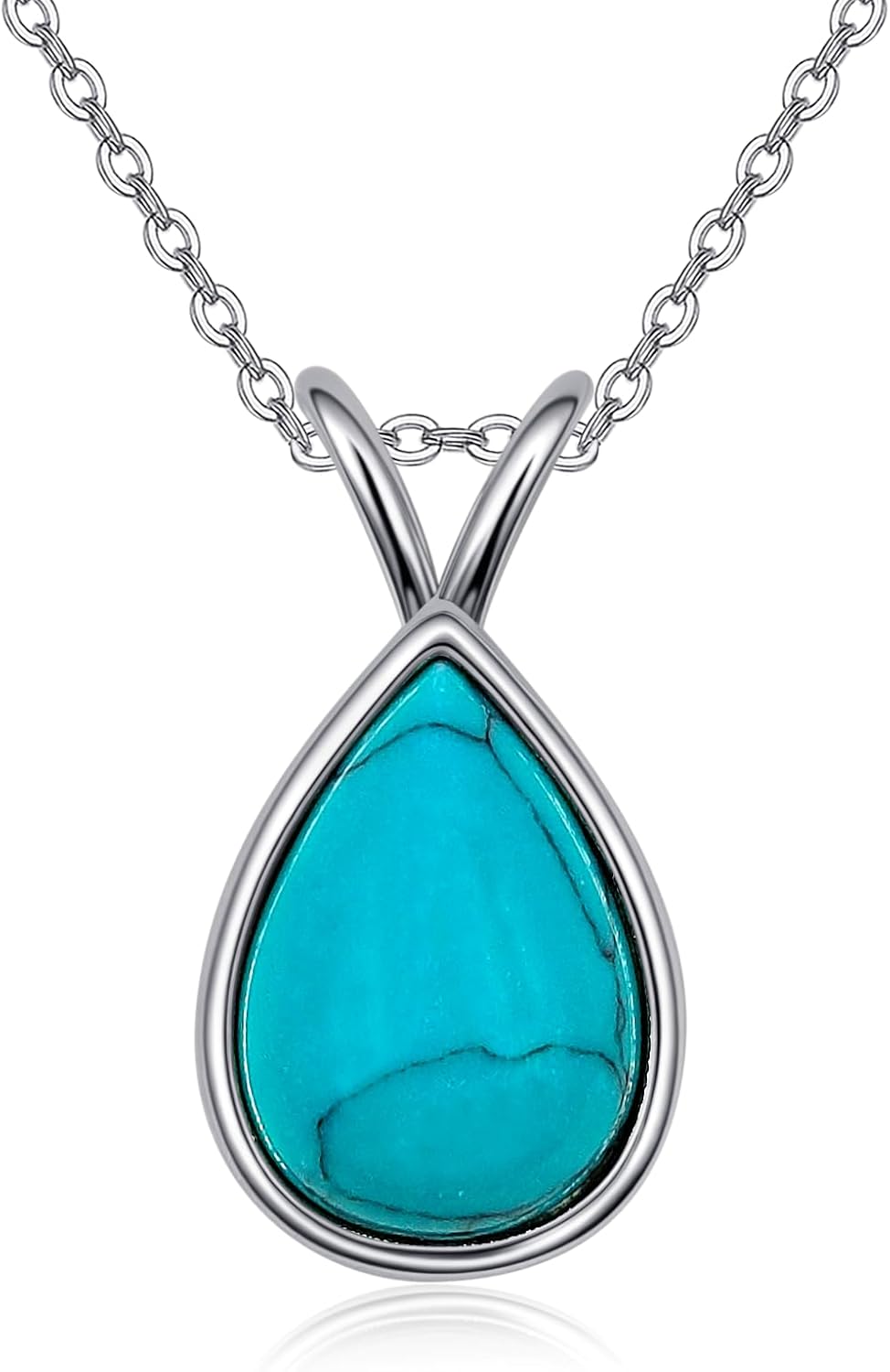 Genuine Turquoise Necklace for Women S925 Sterling Silver Turquoise Pendant Jewelry Gift for Mom