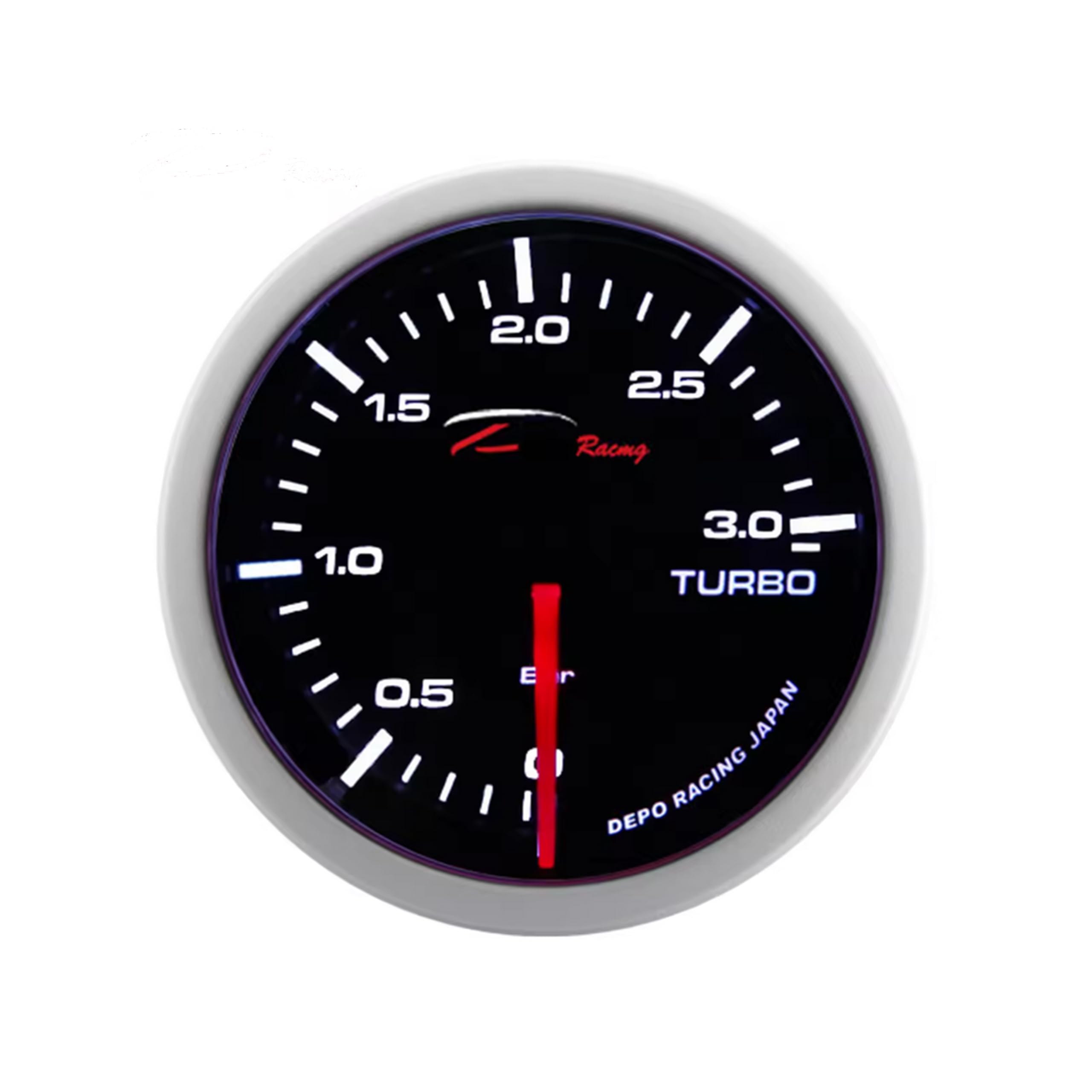 Générique Manometro a pressione turbo da 1 a 3 bar 52 mm universale nero | schermo fumè | silenziatore | con supporto | per veicoli diesel e benzina