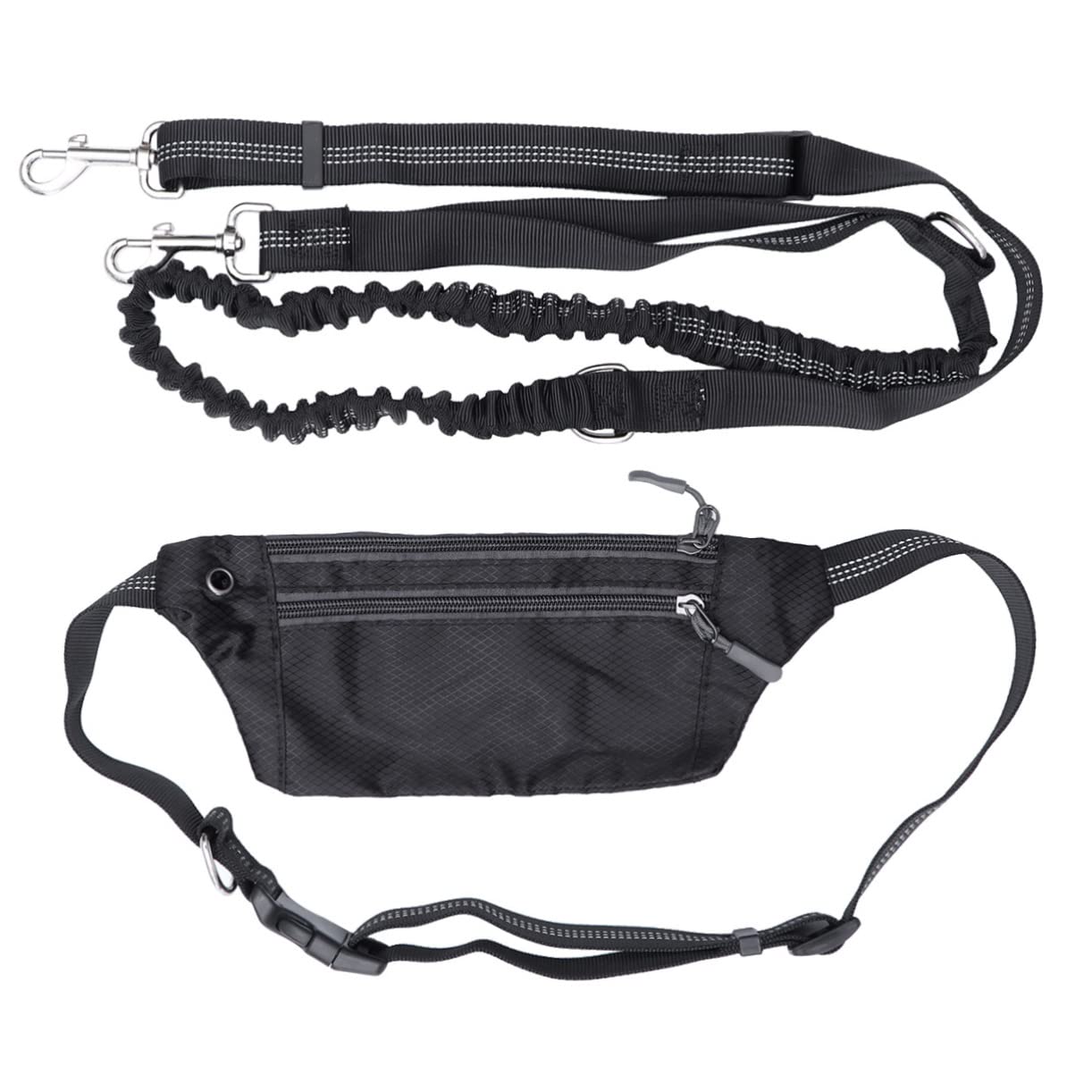 Laisse pour chien mains libres nylon élastique avec banane trail running promenade confortable