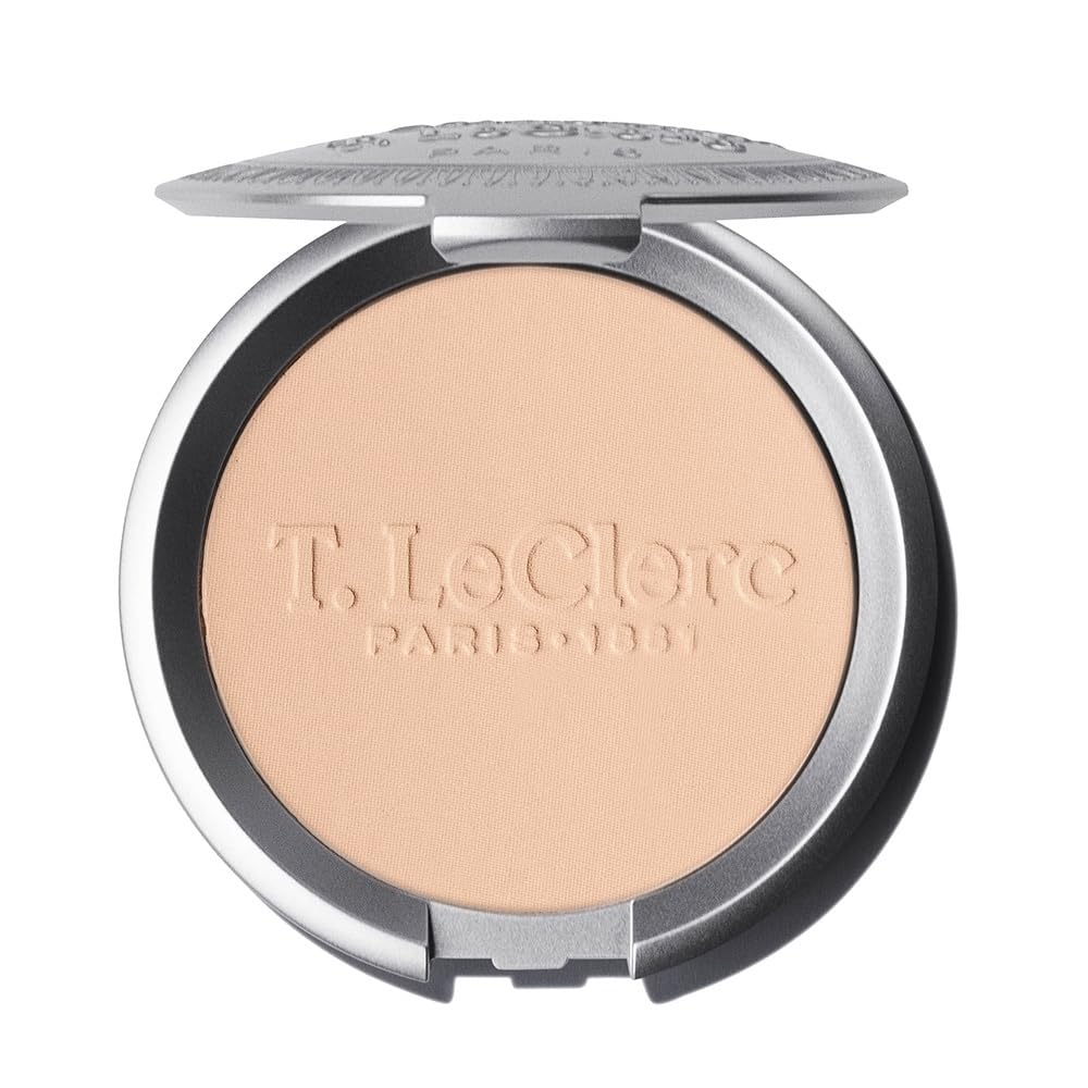 T. LeClerc – Kompaktes Puder, Dermophile Pflegeformel, Farbton 06 Sand, Made in France, dermatologisch getestet