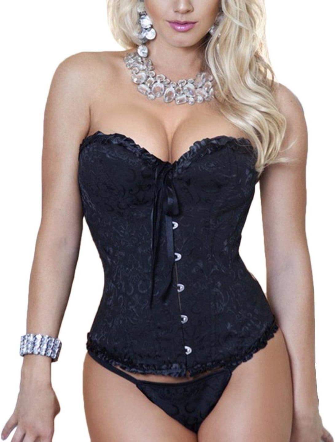 EVAbaby Women Sexy Floral Boned Corset Overbust Body Shaper Bustier