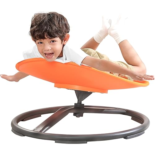 BABAMU Sensory Spinning Chair for Autism Kids Sit and Spin Chair ADHD Training Body Coordination Kids Swivel Autism Sensory Products (Orange)
