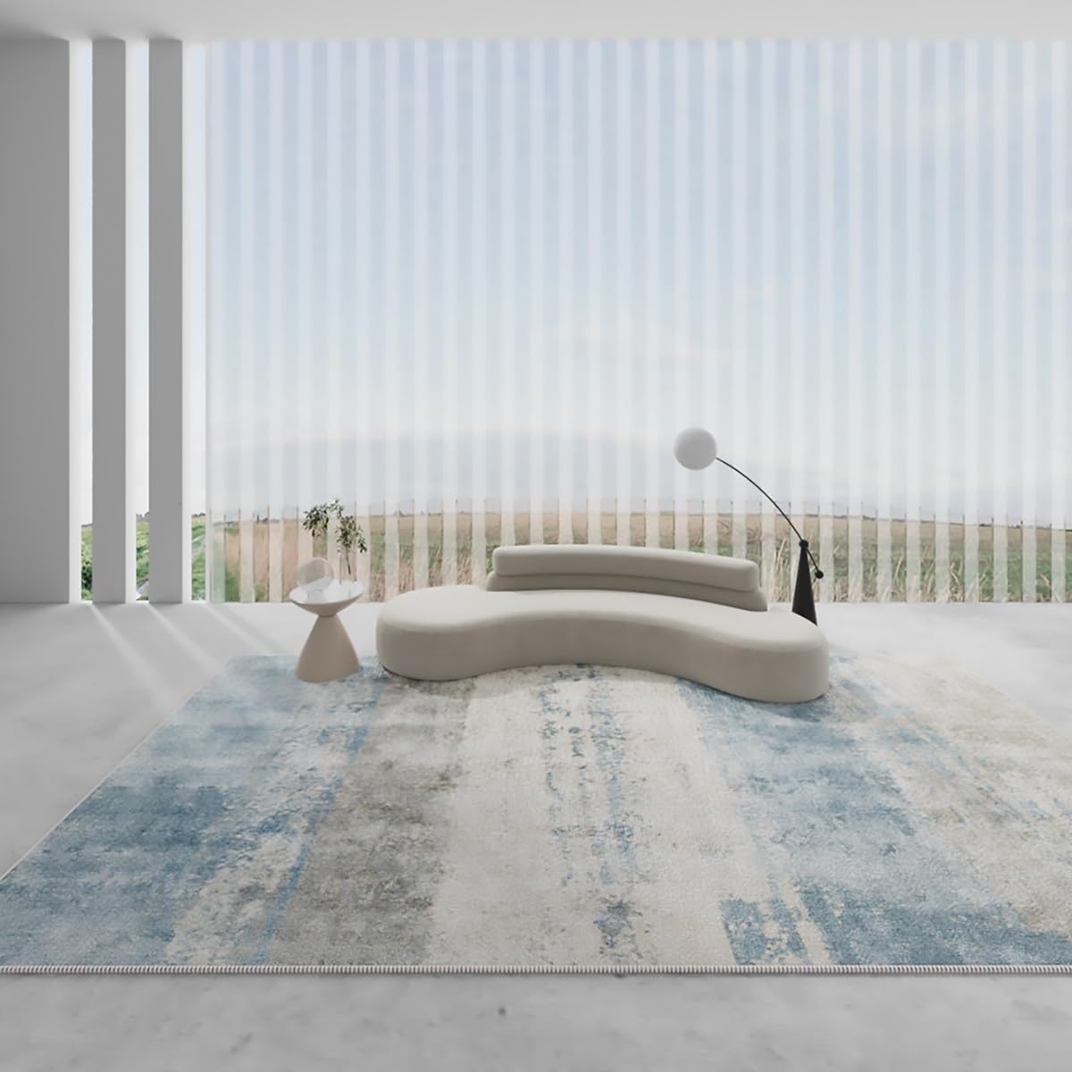 Tapis salon 200x340 grand format vintage crème tapis chambre épais durable