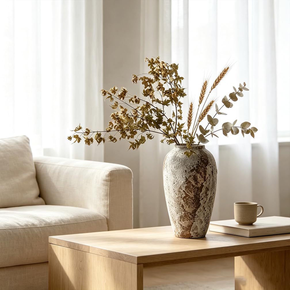 Bodenvase Groß Keramik Vasen Keramik Vintage Terrakotta Rustikale Bauernhaus Wohnzimmer Deko füR Teestube Tisch Studie 10 * 17 * 34CM
