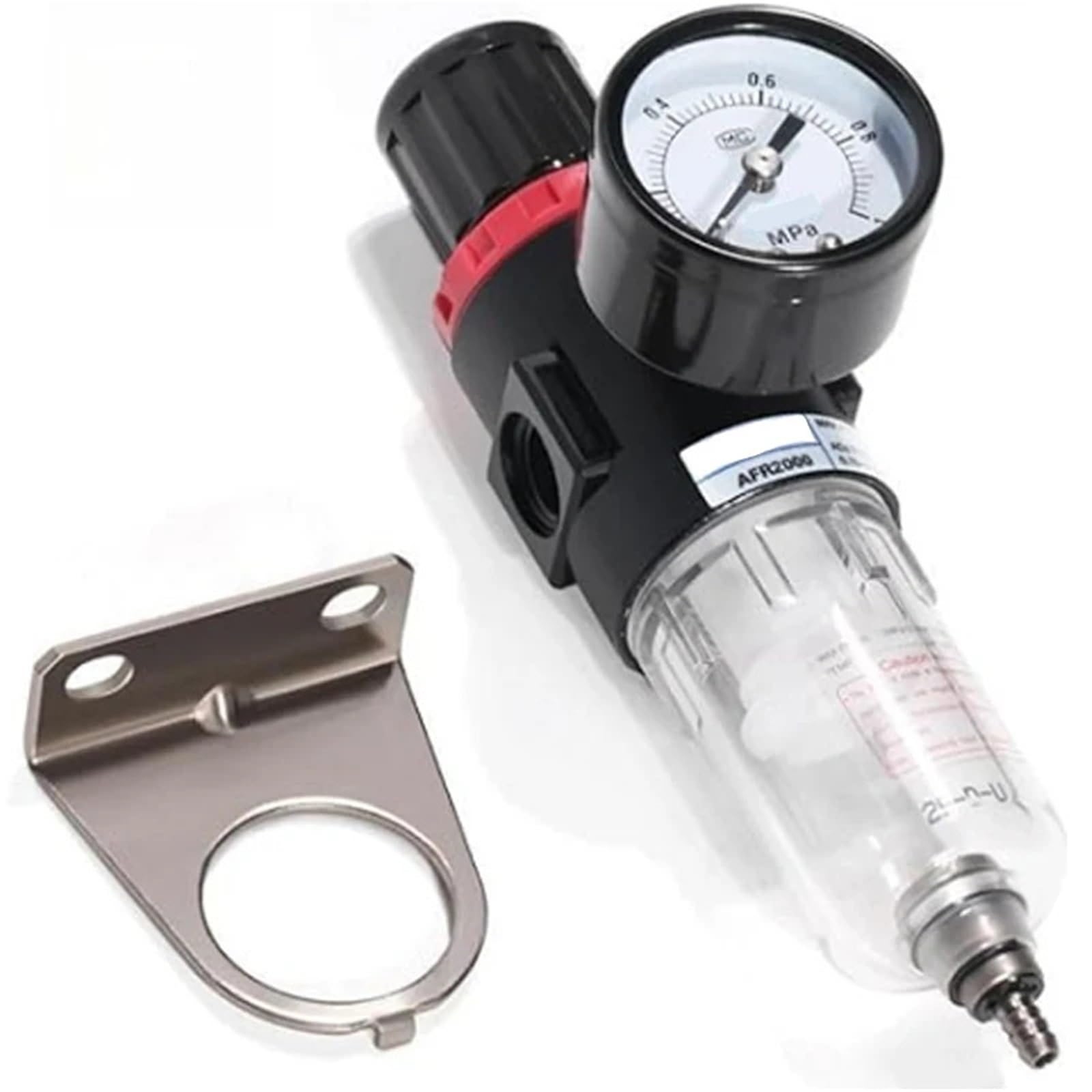 Regolatore filtro aria compressa 1/4 pollici NPT AFR2000-2T 0-140 PSI Staffa regolabile Calibro Scarico semi-automatico 1 pz
