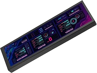 Jauarta 8.8inch IPS LCD Monitor 1920 X 480 CPU GPU SSD Data Temperature Monitor AIDA64 Chassis Sub Screen for Linux, Durable and Precise Design (Black)