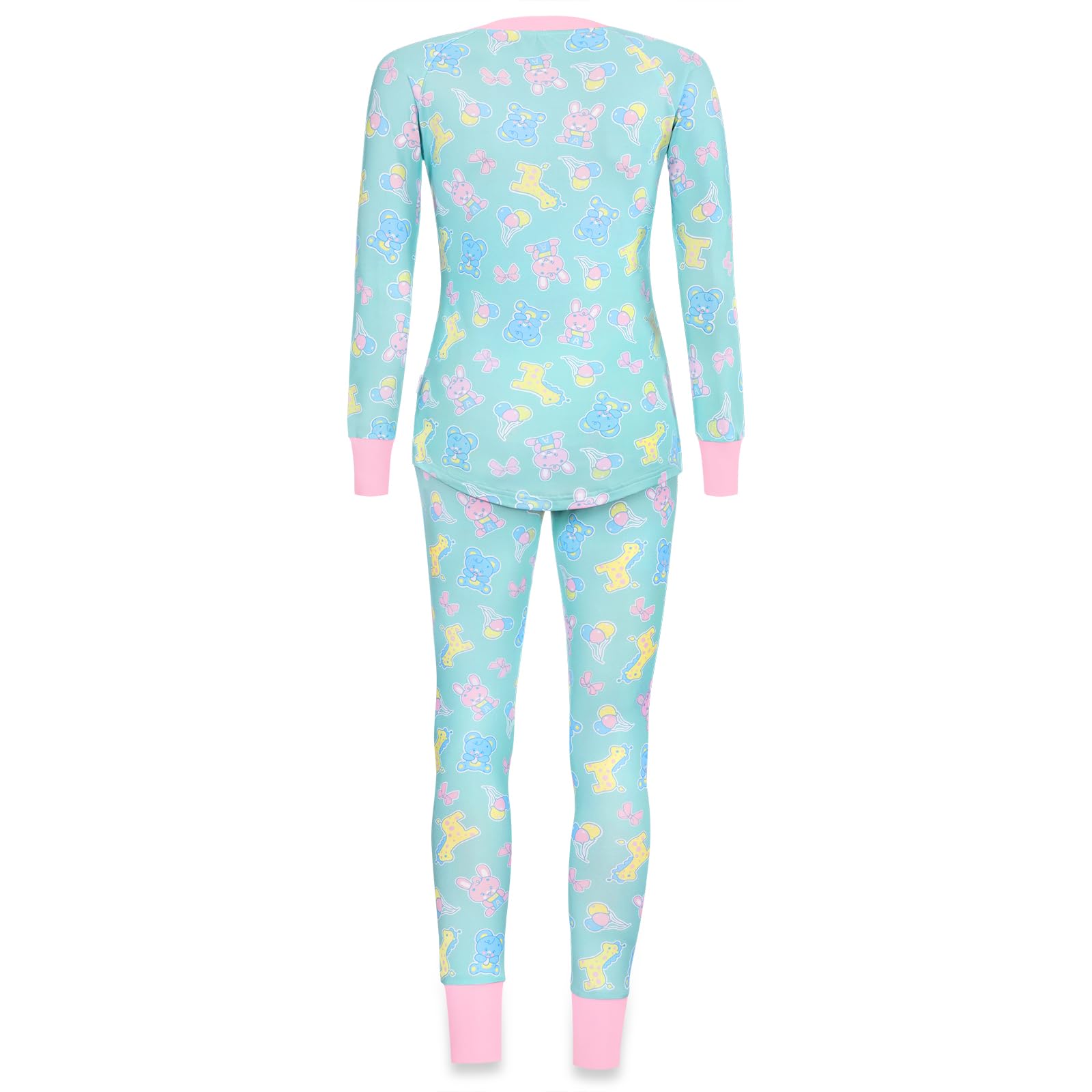 LittleForBig Dos Piezas Set de Pijama de Manga Larga para Mujer - Sedoso Suave, Cómodo Elástico y Transpirable Baby Parade Temática Ropa de Dormir