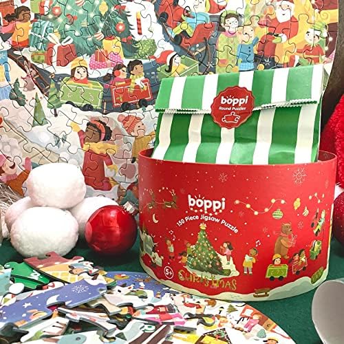 Christmas Jigsaw Christmas Eve Box Fillers For Kids - 150 Piece Kids Puzzles - Round Christmas Jigsaw Puzzles for 5+ Years Old by boppi - 100% Recycled Card