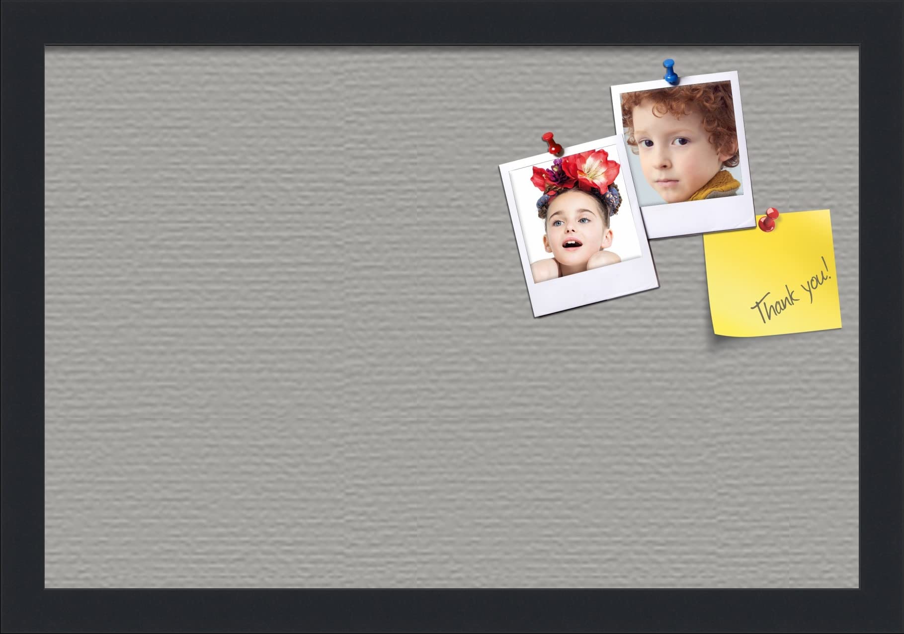 PinPix 18x12 Inch Cork Bulletin Board. This Decorative Framed Pin Board Comes with Dark Stone Design and a Satin Black Frame. Ideal for Home Office