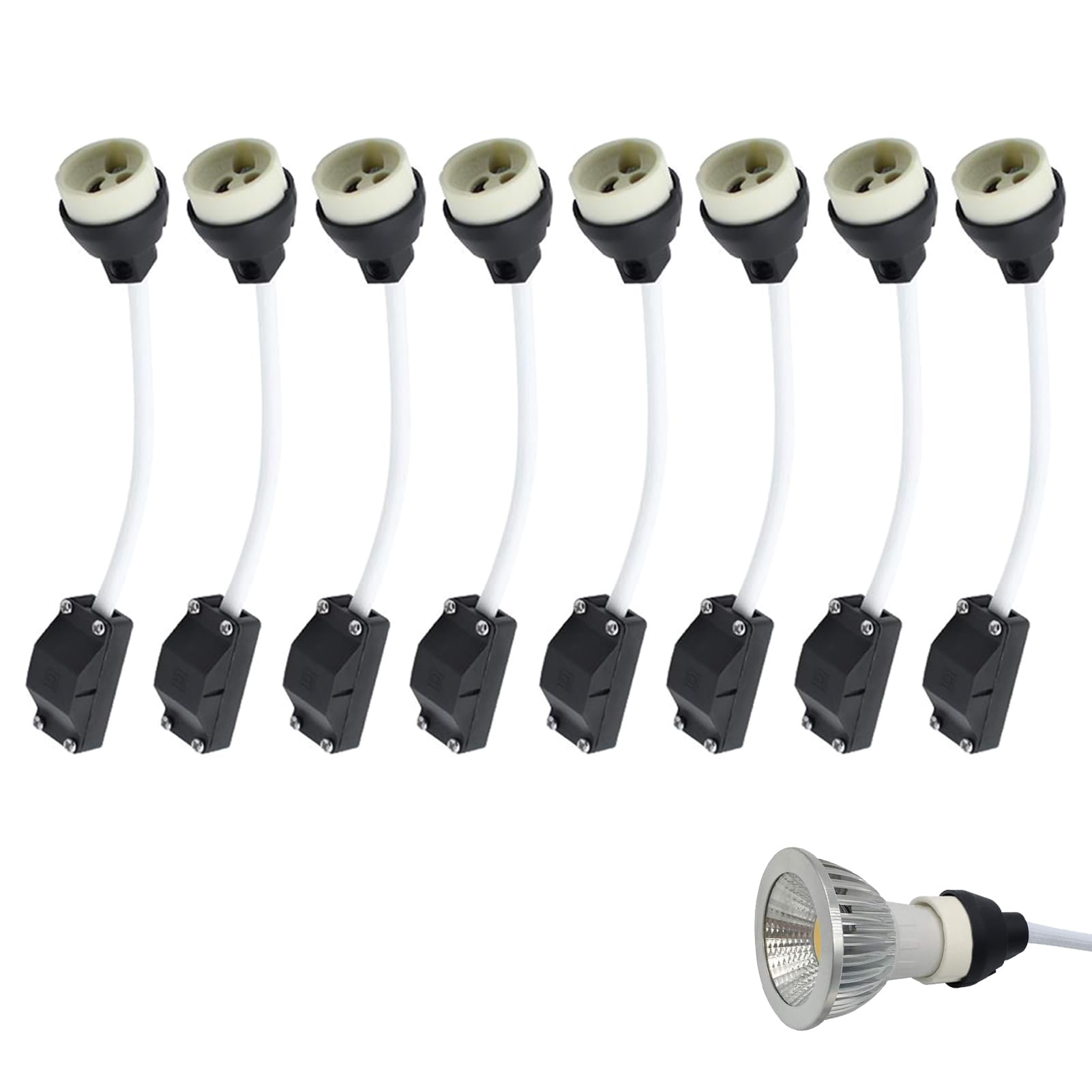 8 Pack GU10 Lamp Holders 2A 250V, GU10 Ceramic Lamp Bases with Terminal Box Socket for GU10 LED