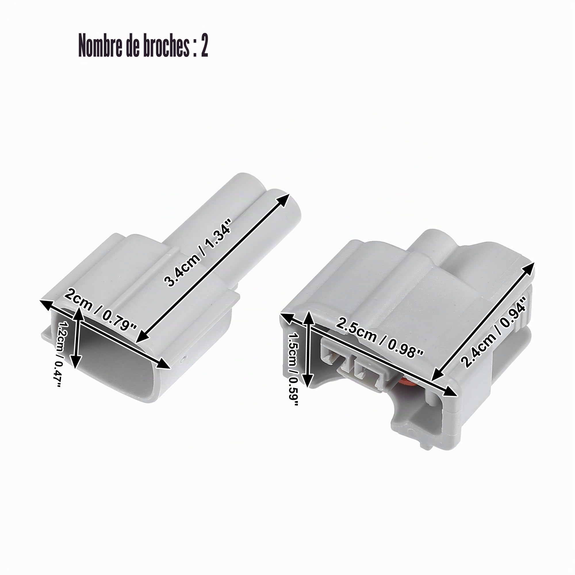 QUARKZMAN Kit Connecteur D'Injecteur 2 Broches M/F Pour Toyota 4 Pcs | Gris, Plastique Cuivre, Pour Toyota, OE 9098011875, Étanche Poussière Et Eau